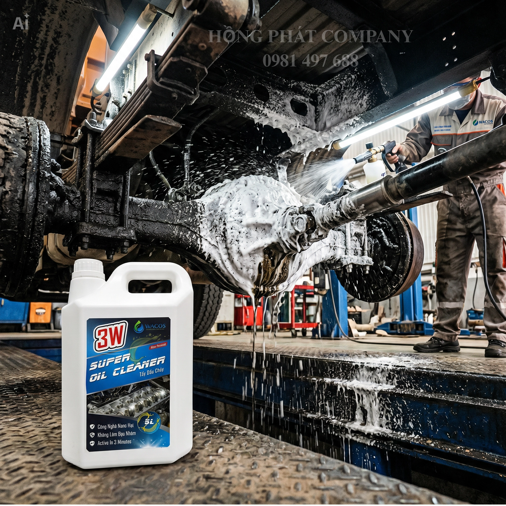 Dung Dịch Rửa Xe 3W | Làm Sạch Máy Xúc, Xe Công Trình Hiệu Quả
